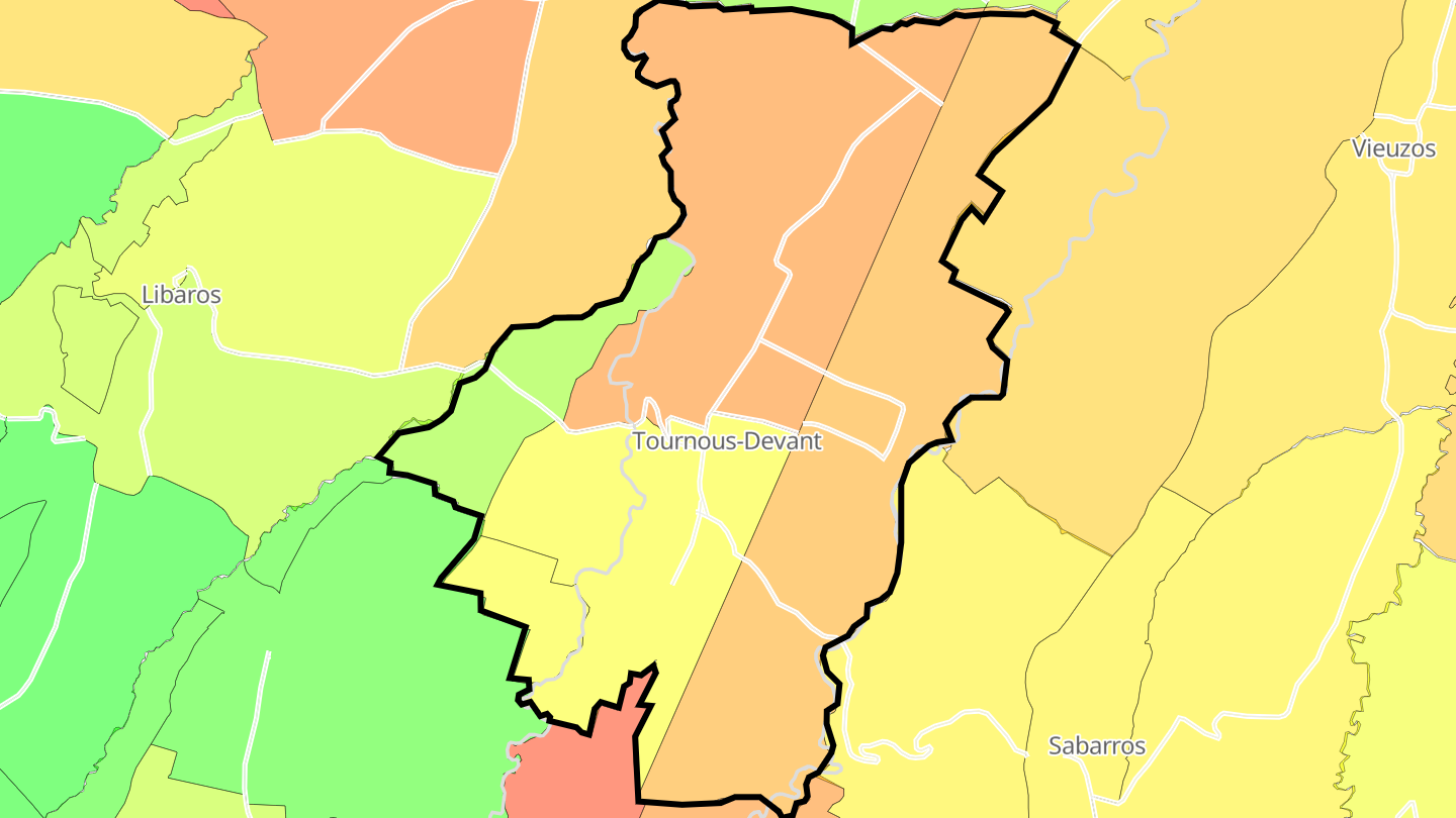 Carte des prix de l'immobilier Tournous-Devant