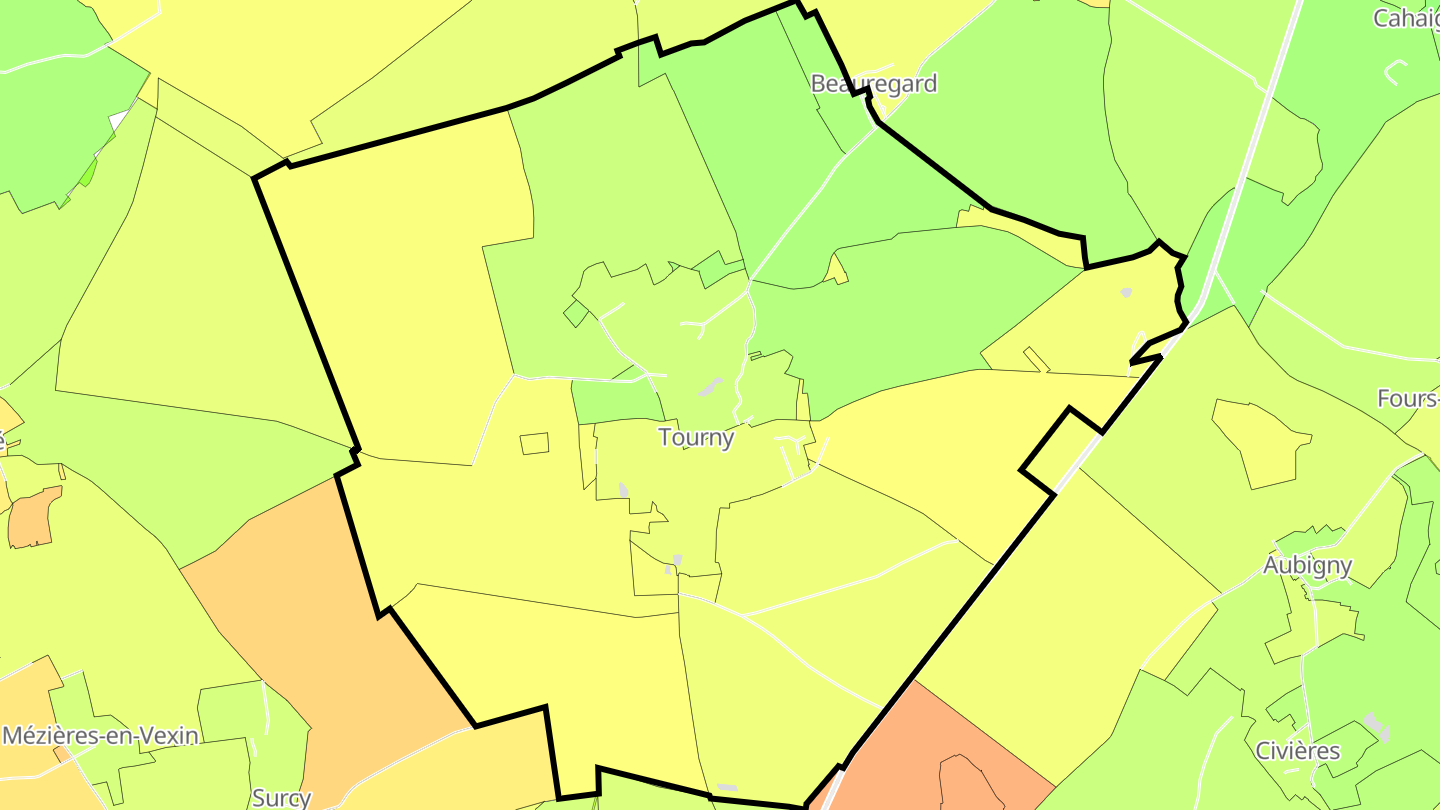Carte des prix de l'immobilier Tourny