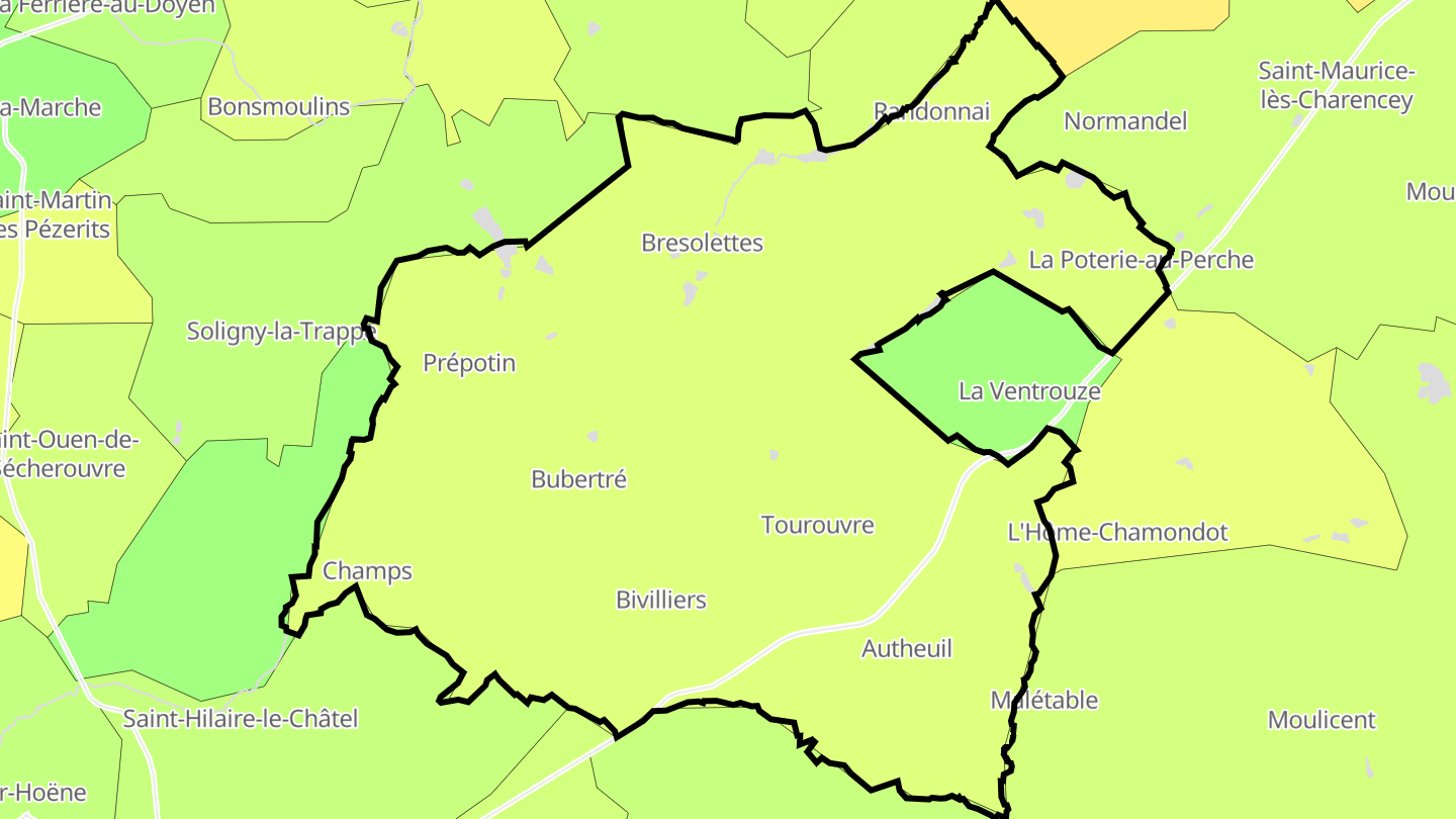 Carte des prix de l'immobilier Tourouvre au Perche