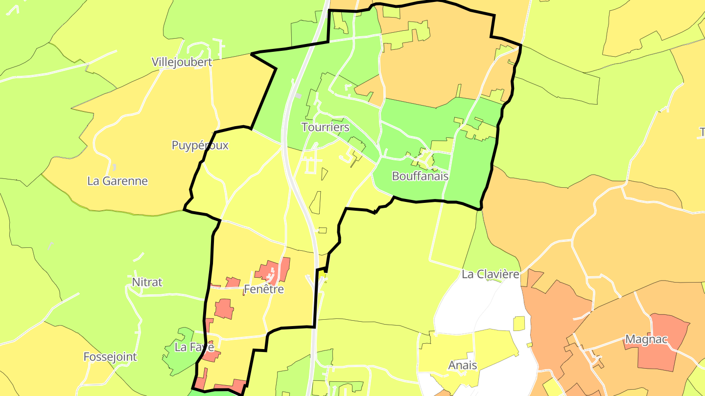 Carte des prix de l'immobilier Tourriers