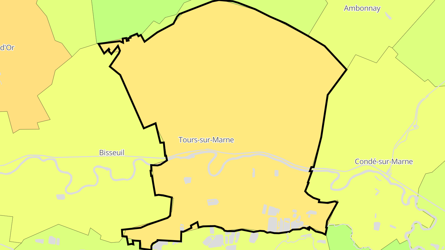 Carte des prix de l'immobilier Tours-sur-Marne