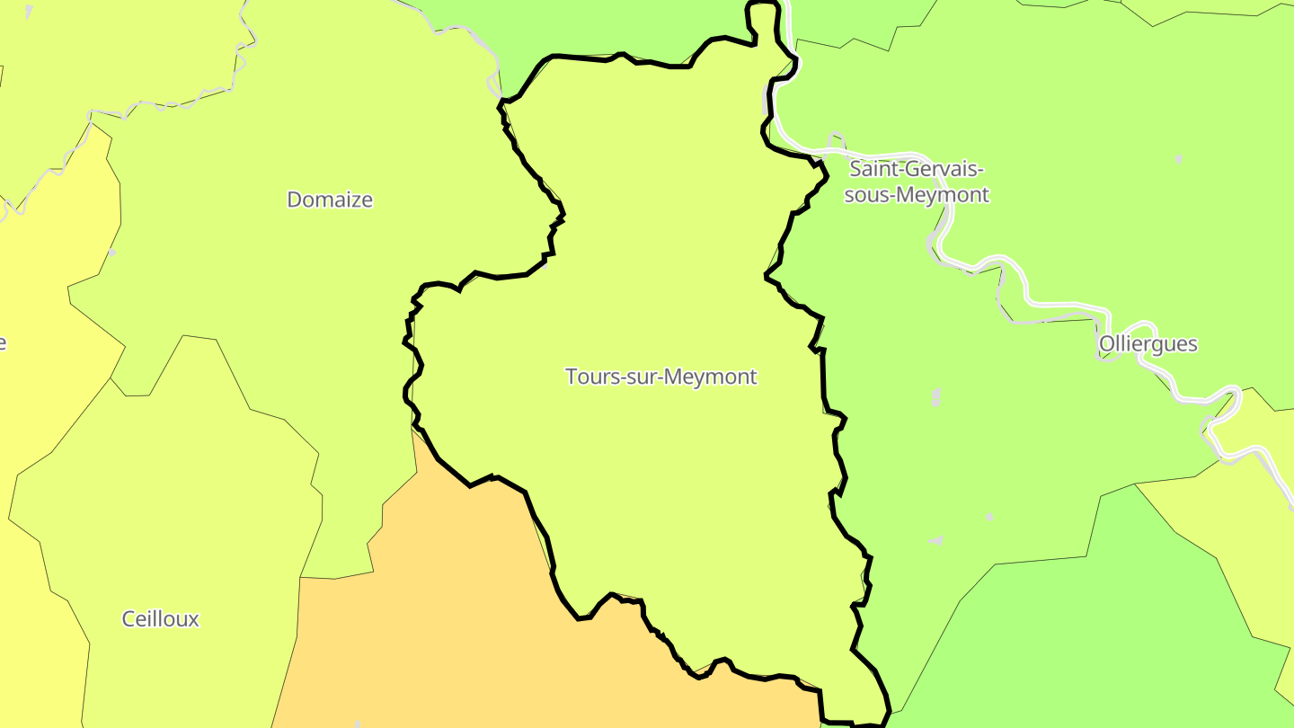 Carte des prix de l'immobilier Tours-sur-Meymont
