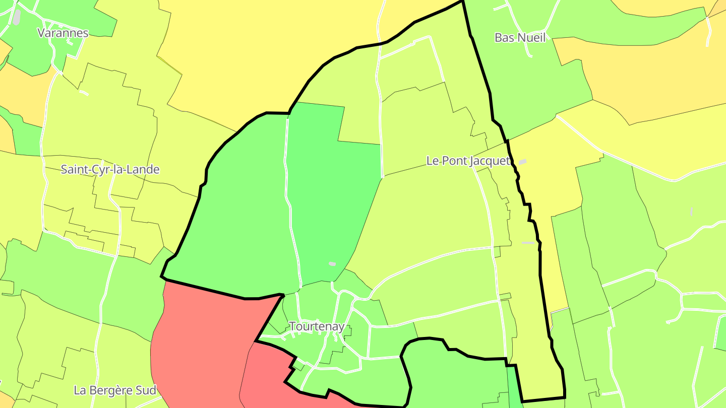 Carte des prix de l'immobilier Tourtenay