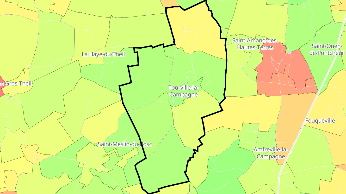 Carte des prix de l'immobilier Tourville-la-Campagne
