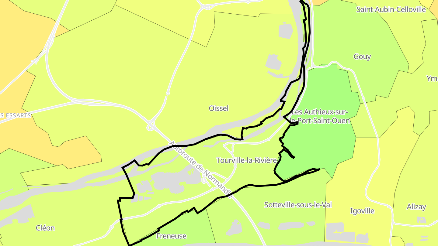 Carte des prix de l'immobilier Tourville-la-Rivière