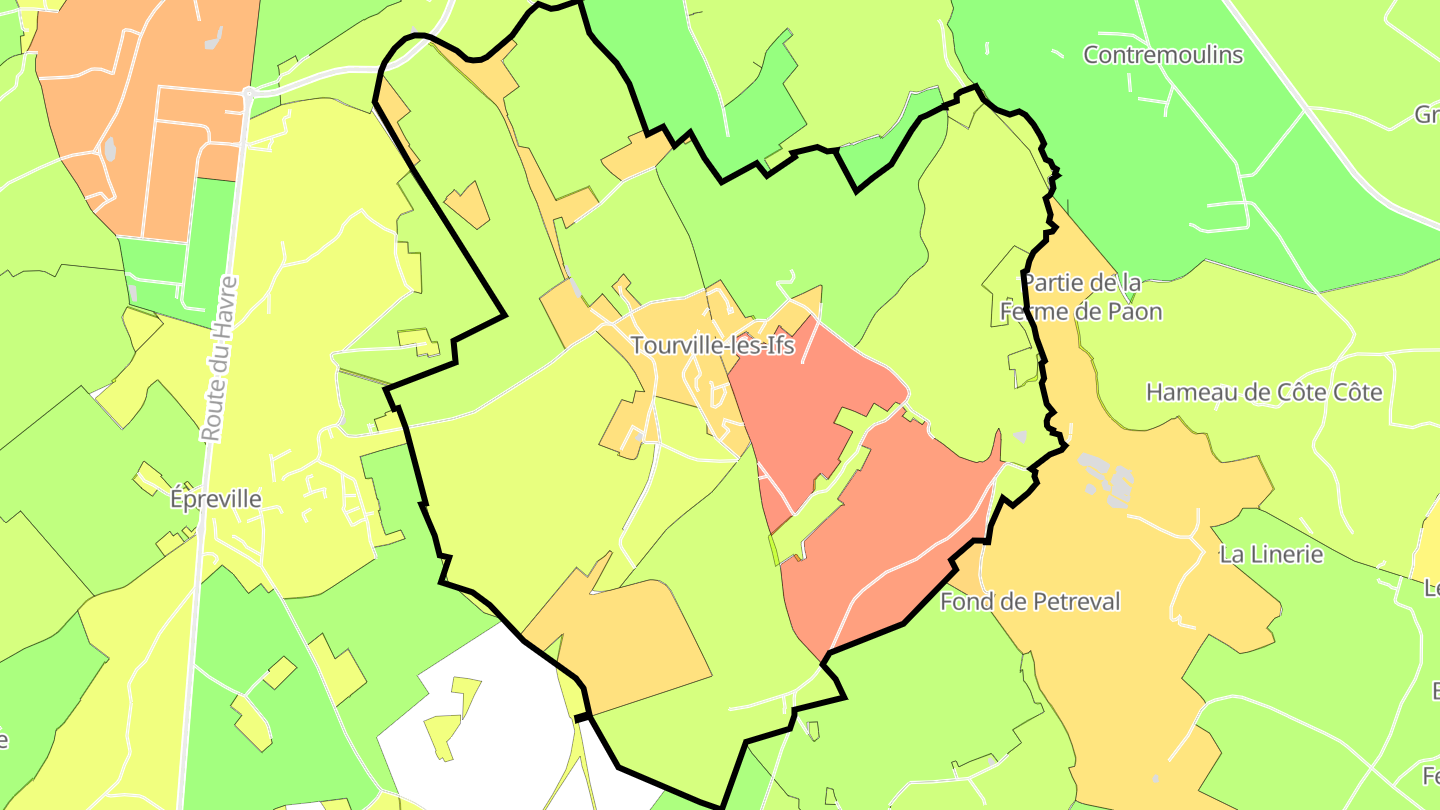 Carte des prix de l'immobilier Tourville-les-Ifs