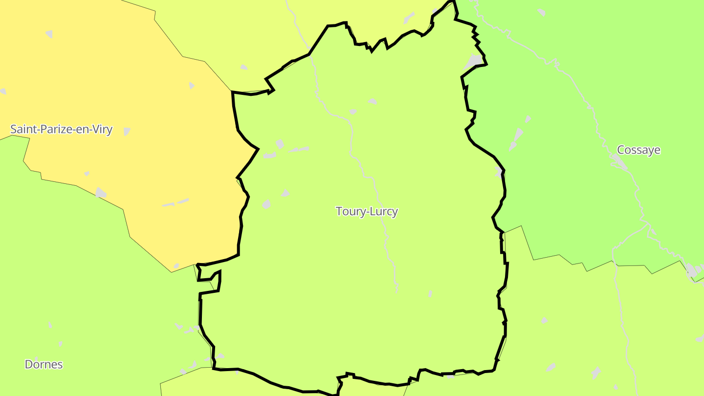 Carte des prix de l'immobilier Toury-Lurcy