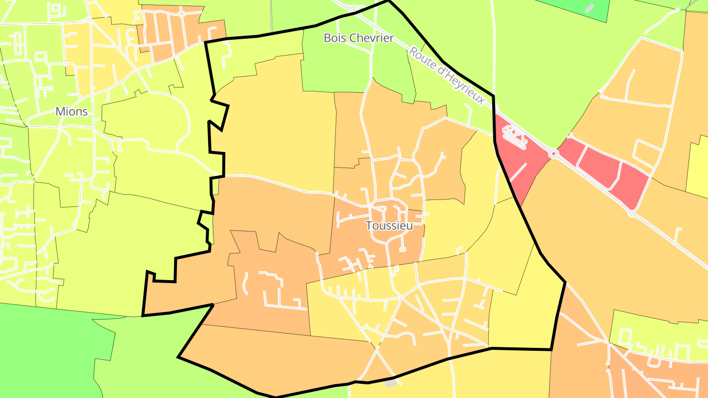 Carte des prix de l'immobilier Toussieu