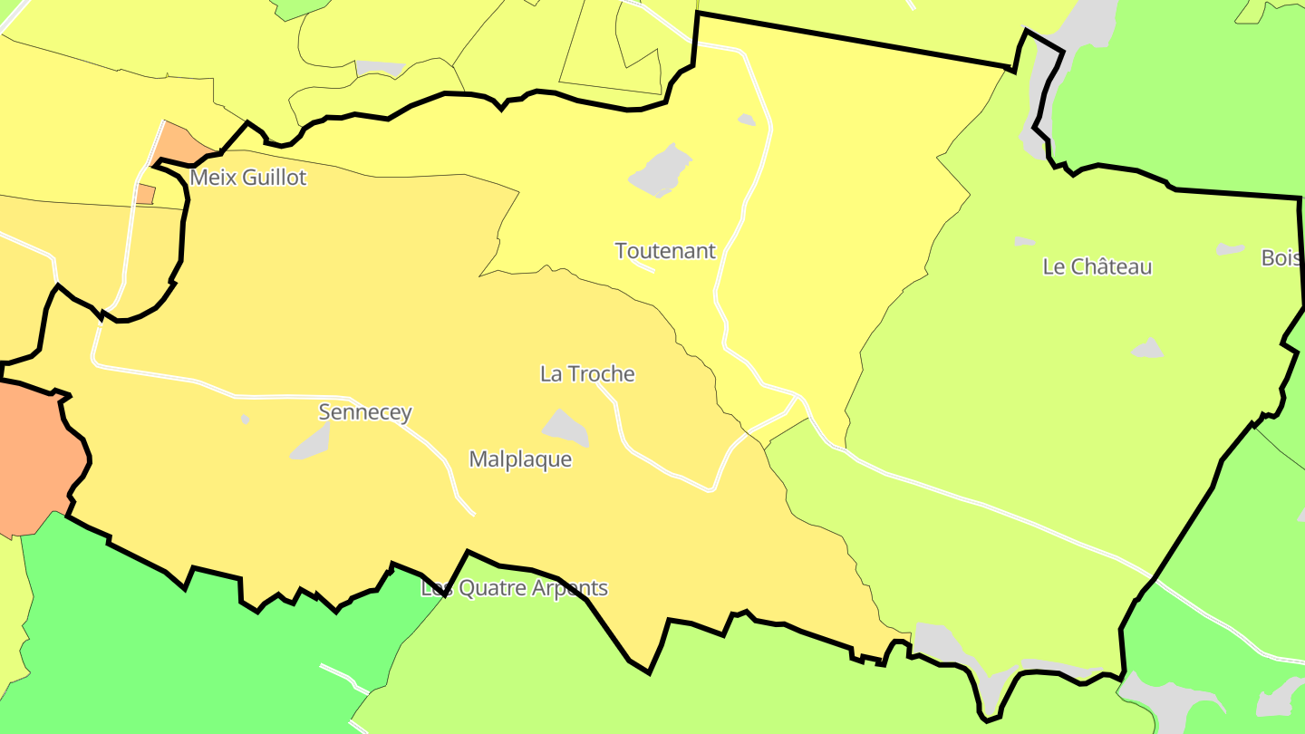 Carte des prix de l'immobilier Toutenant