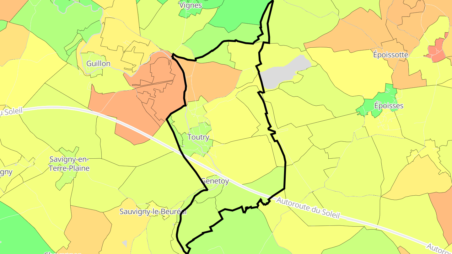 Carte des prix de l'immobilier Toutry