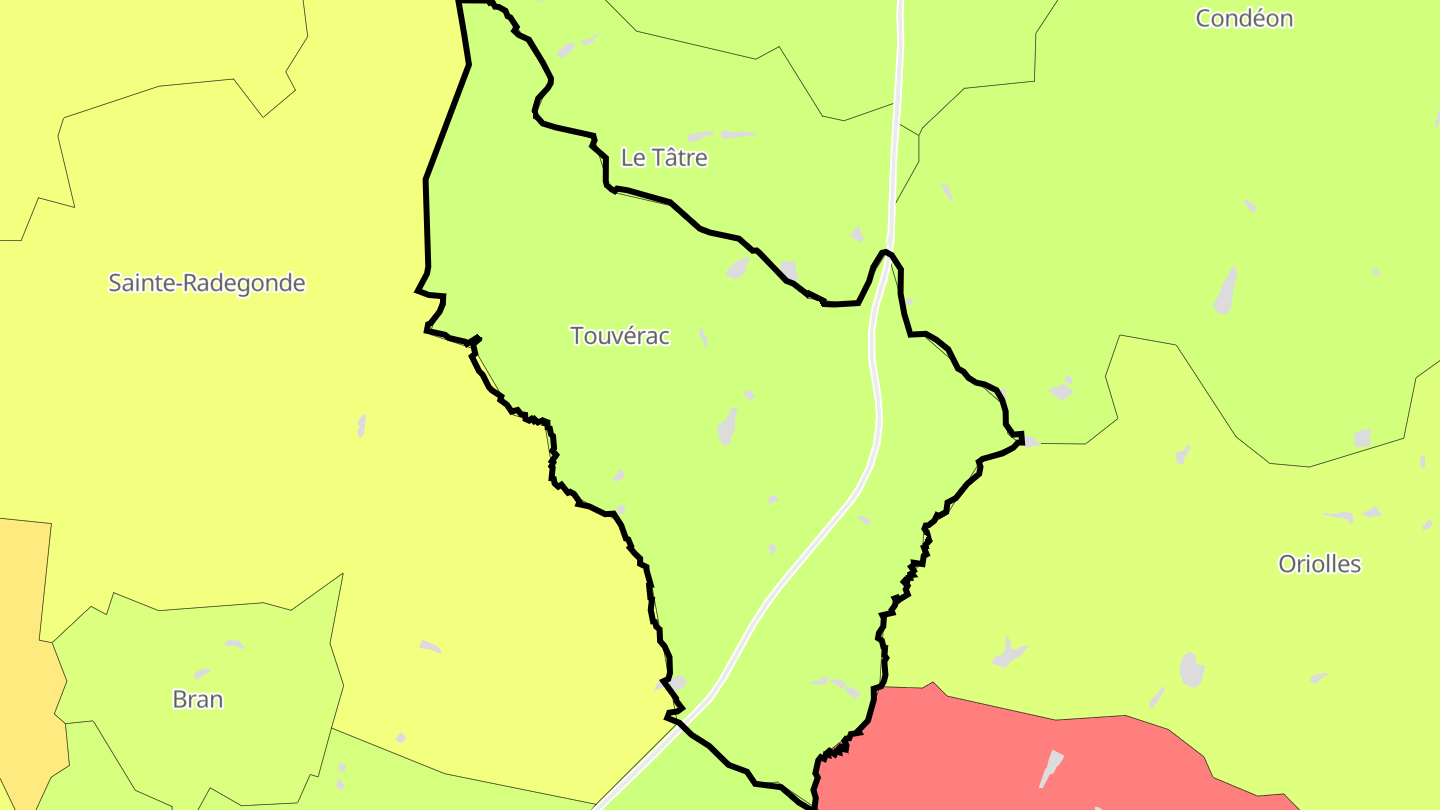 Carte des prix de l'immobilier Touvérac