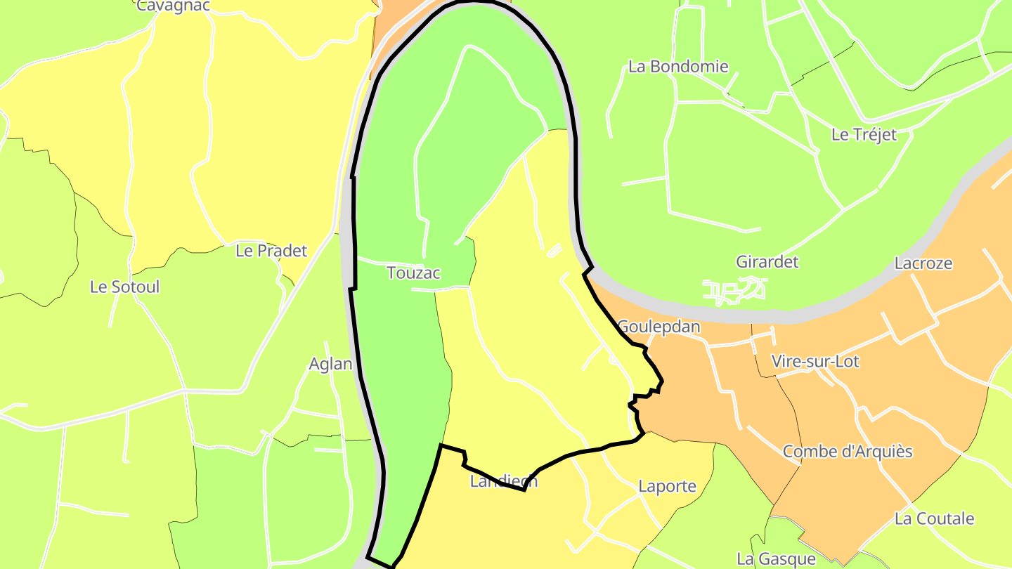 Carte des prix de l'immobilier Touzac