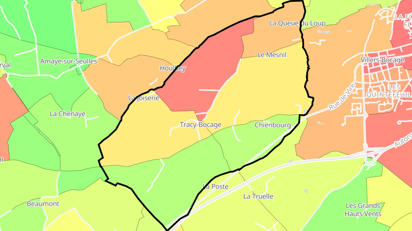 Carte des prix de l'immobilier Tracy-Bocage