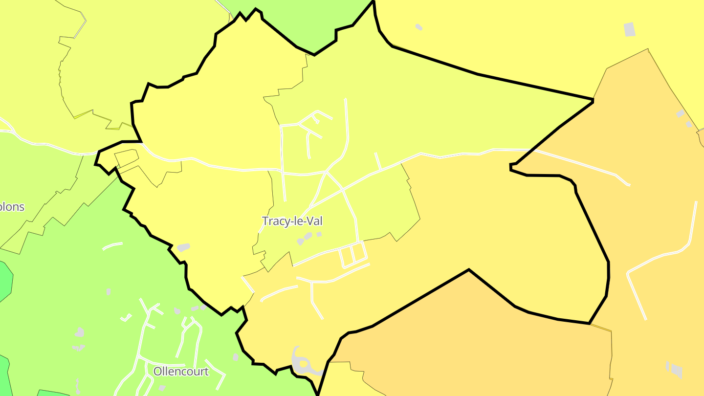 Carte des prix de l'immobilier Tracy-le-Val
