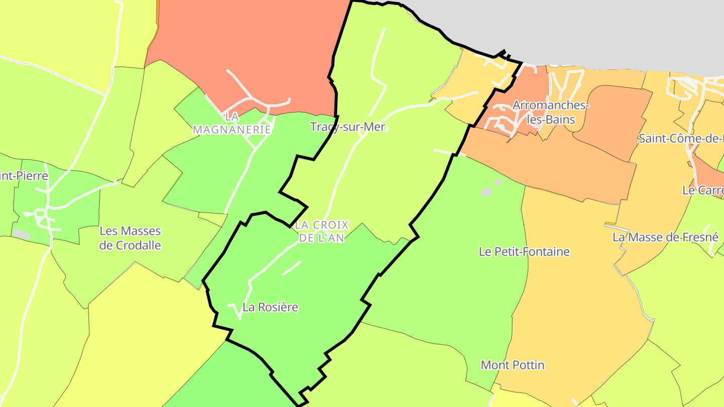 Carte des prix de l'immobilier Tracy-sur-Mer