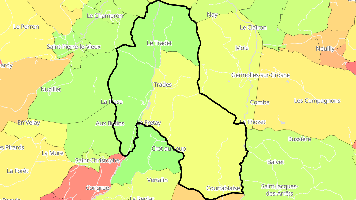 Carte des prix de l'immobilier Trades