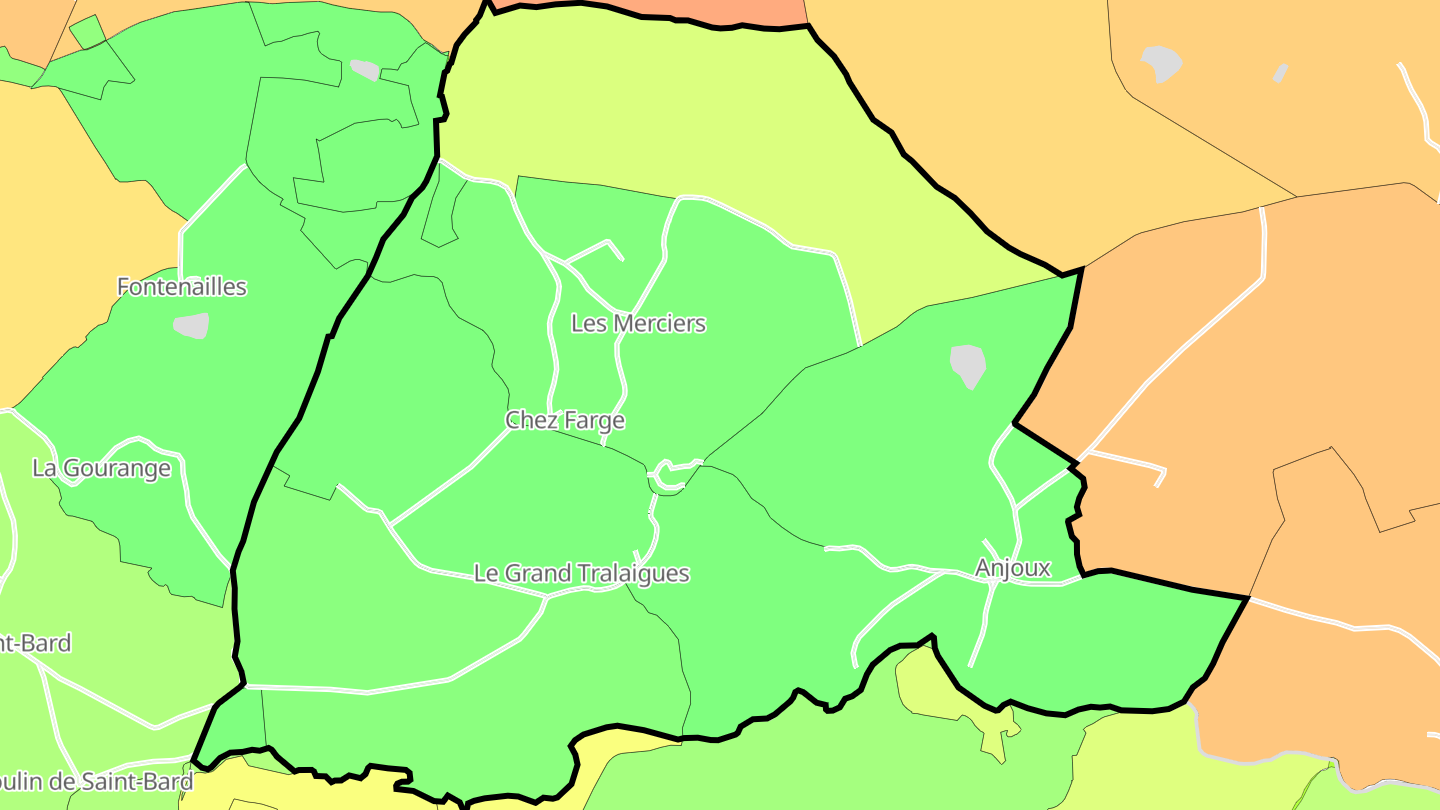 Carte des prix de l'immobilier Tralaigues
