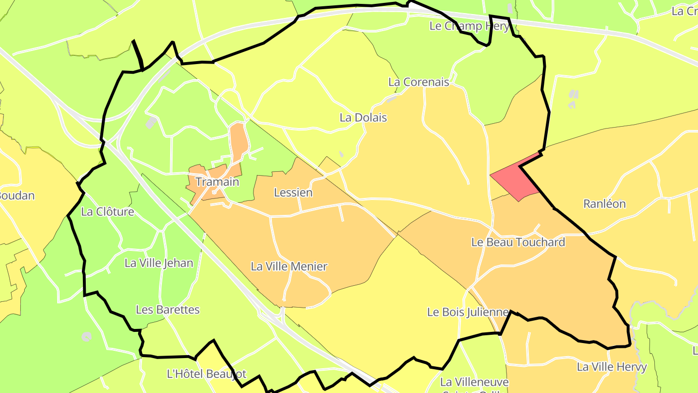 Carte des prix de l'immobilier Tramain