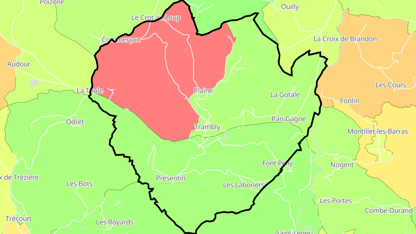 Carte des prix de l'immobilier Trambly