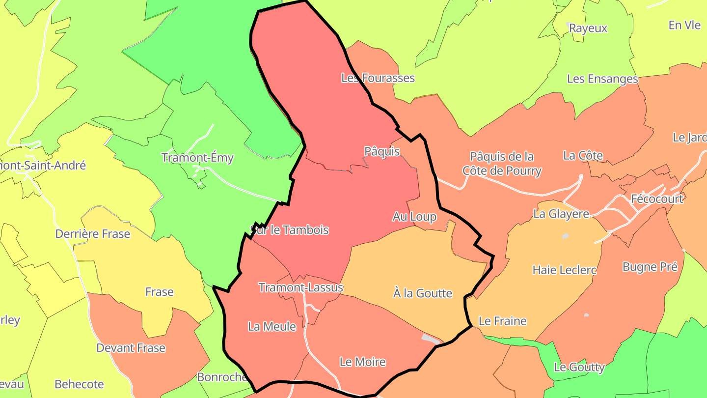 Carte des prix de l'immobilier Tramont-Lassus