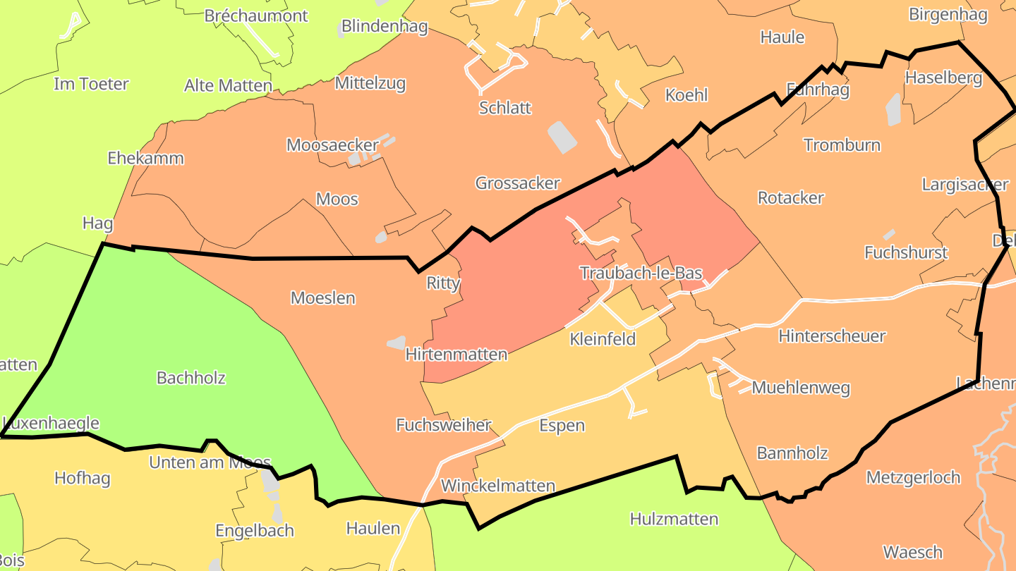 Carte des prix de l'immobilier Traubach-le-Bas