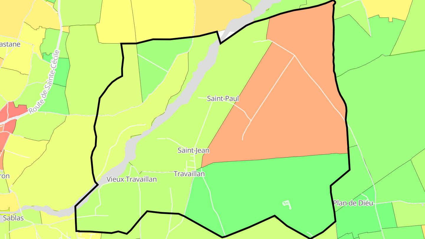 Carte des prix de l'immobilier Travaillan