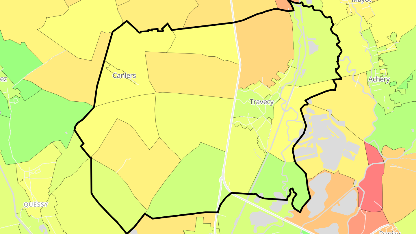 Carte des prix de l'immobilier Travecy