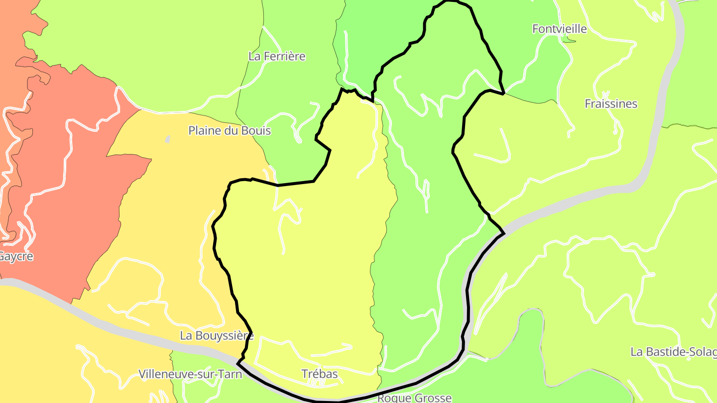 Carte des prix de l'immobilier Trébas