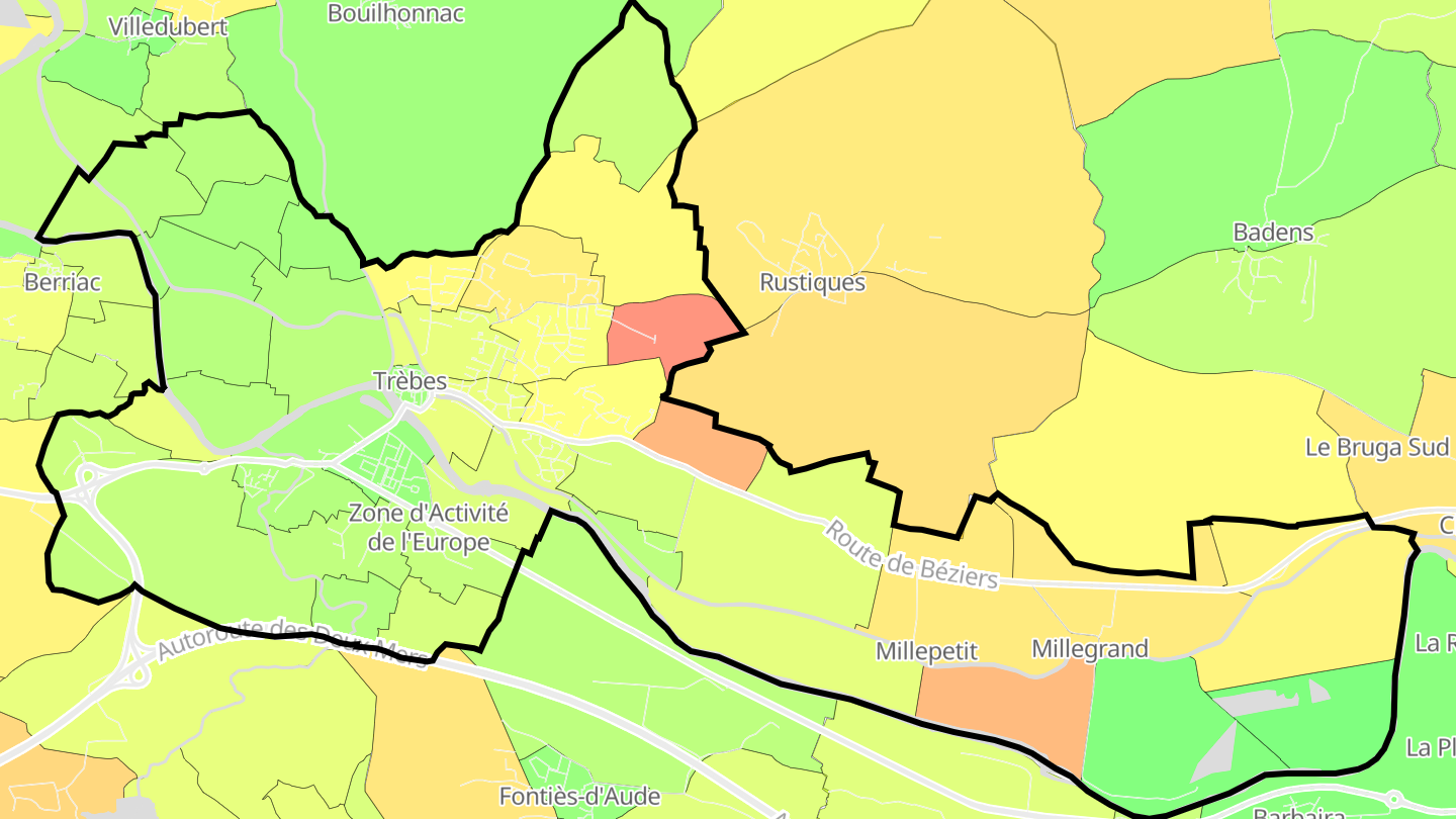 Carte des prix de l'immobilier Trèbes