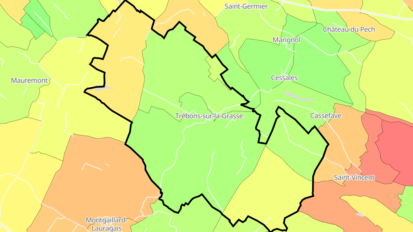 Carte des prix de l'immobilier Trébons-sur-la-Grasse