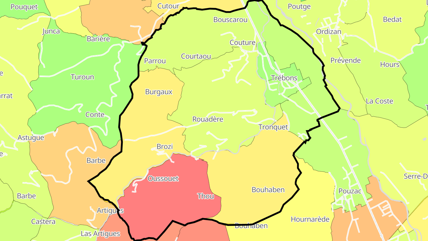 Carte des prix de l'immobilier Trébons