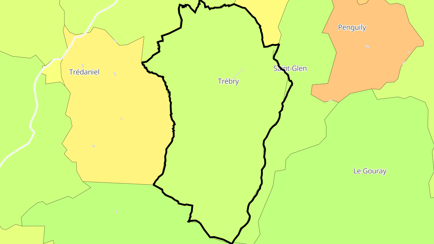 Carte des prix de l'immobilier Trébry
