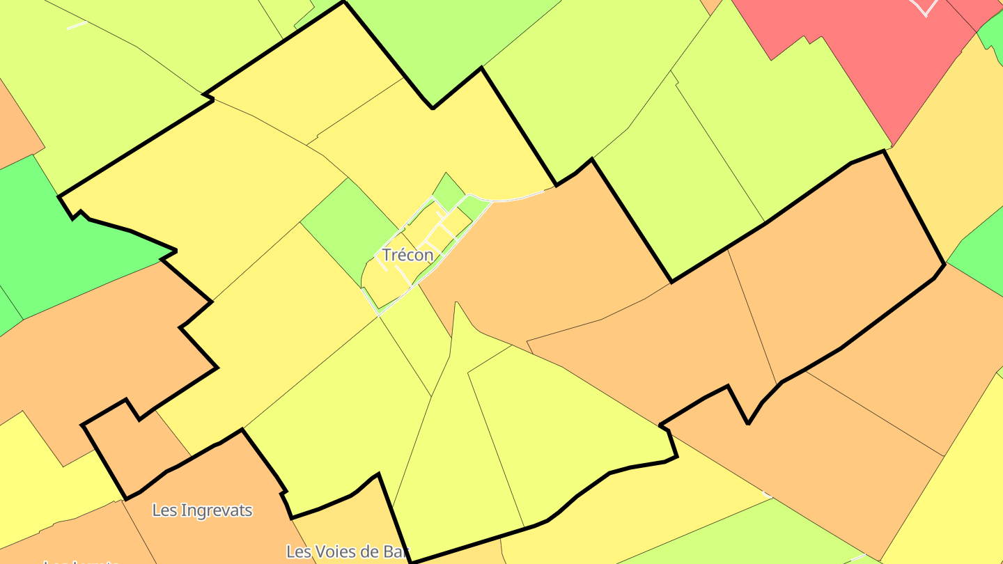 Carte des prix de l'immobilier Trécon