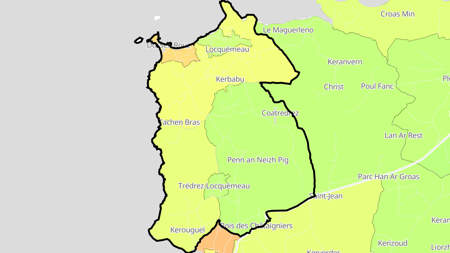Carte des prix de l'immobilier Trédrez-Locquémeau
