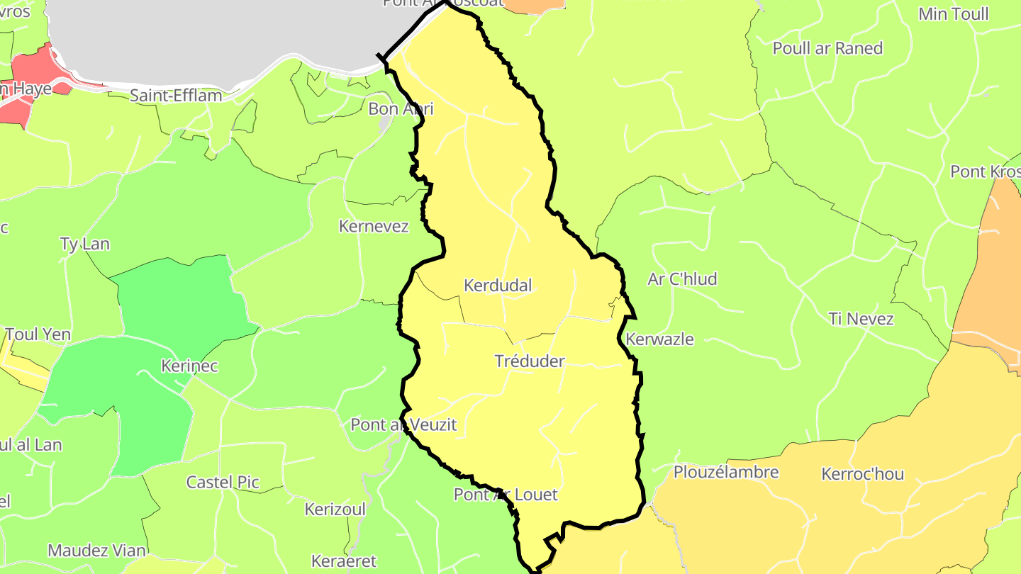 Carte des prix de l'immobilier Tréduder