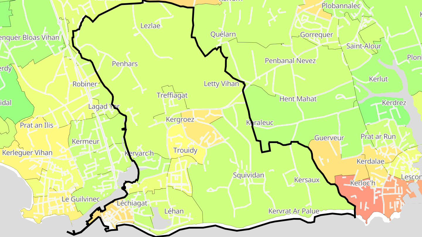 Carte des prix de l'immobilier Treffiagat