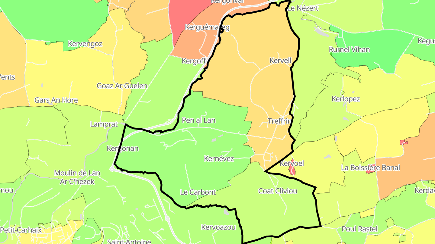 Carte des prix de l'immobilier Treffrin
