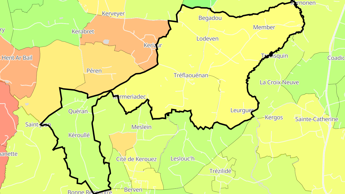 Carte des prix de l'immobilier Tréflaouénan