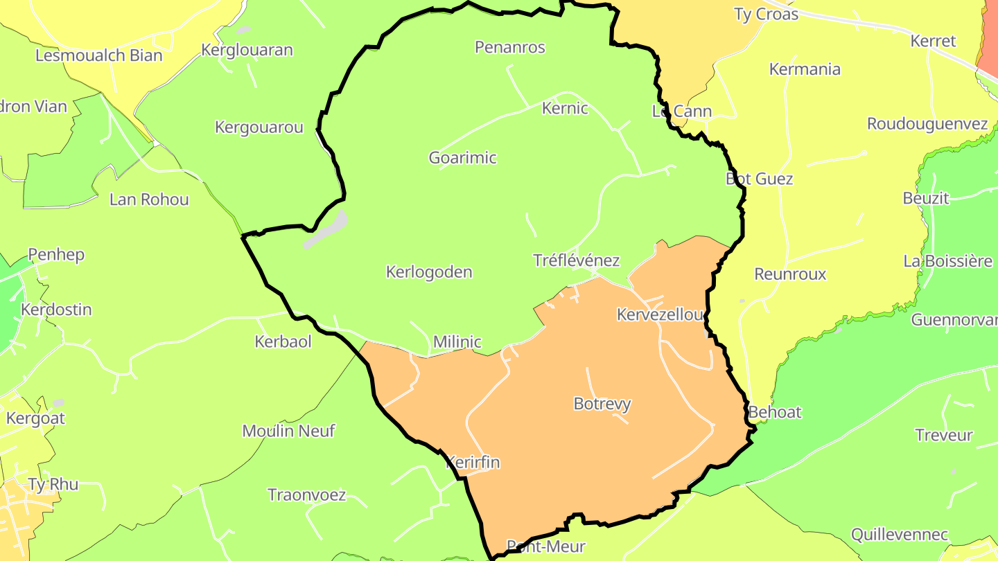 Carte des prix de l'immobilier Tréflévénez