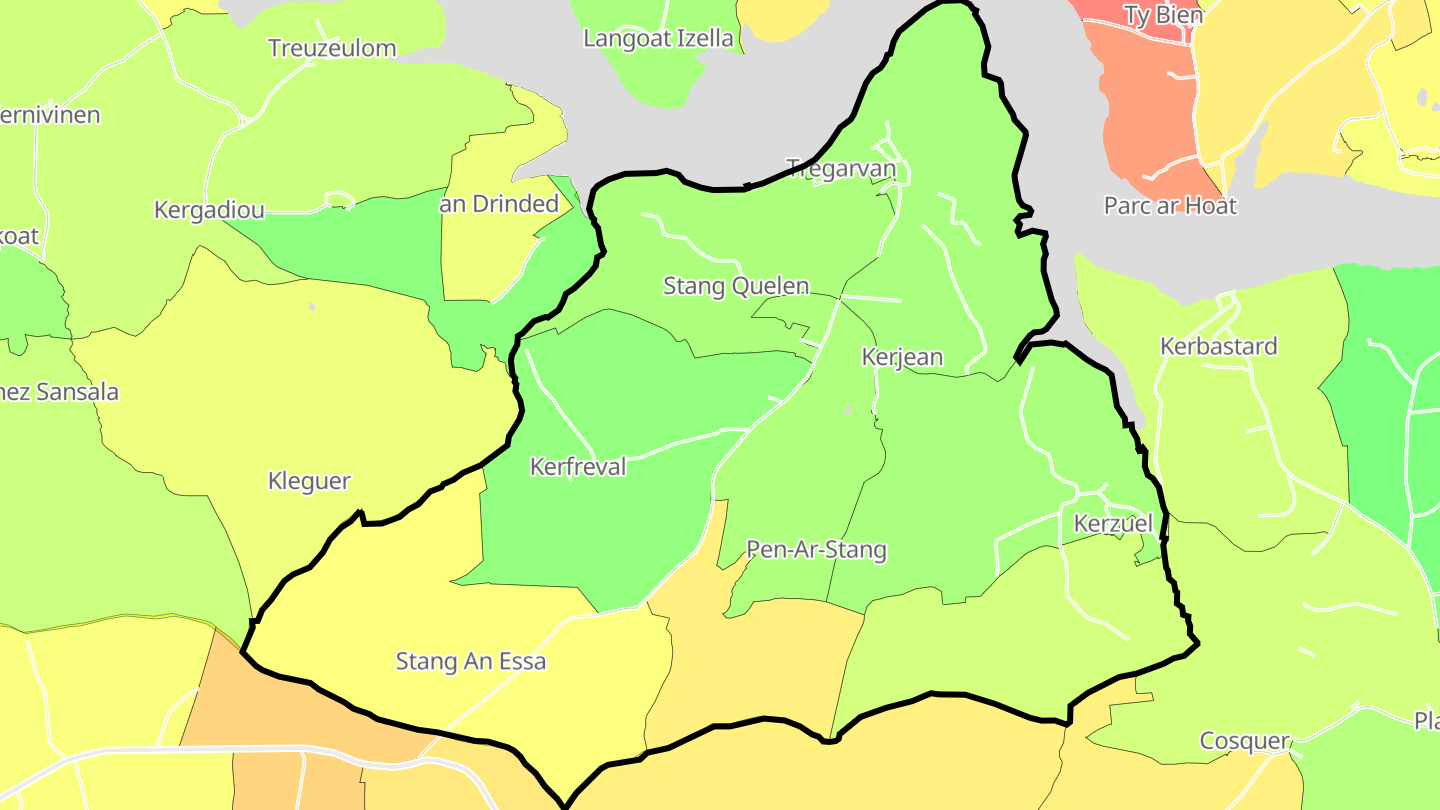 Carte des prix de l'immobilier Trégarvan