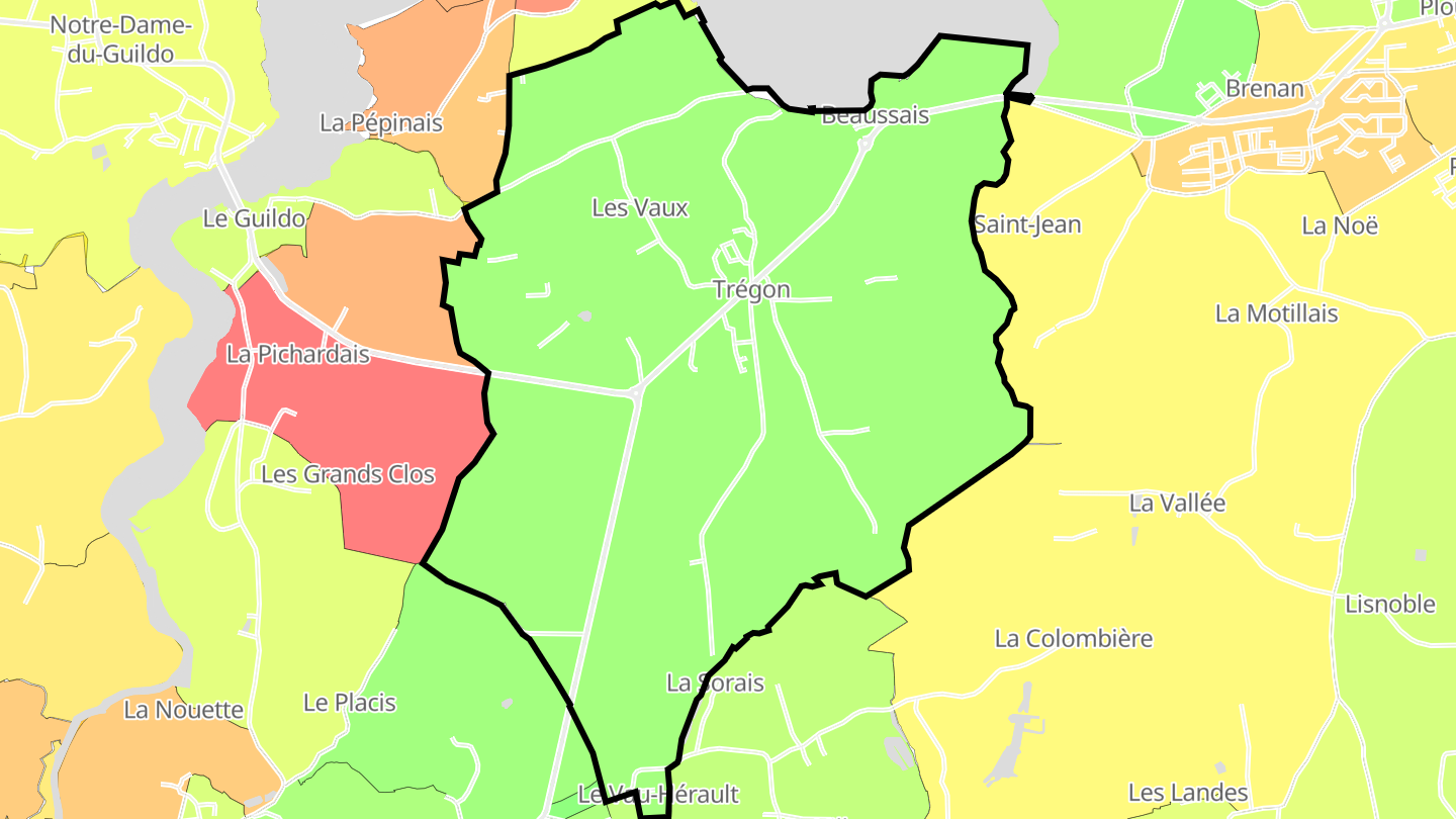 Carte des prix de l'immobilier Trégon