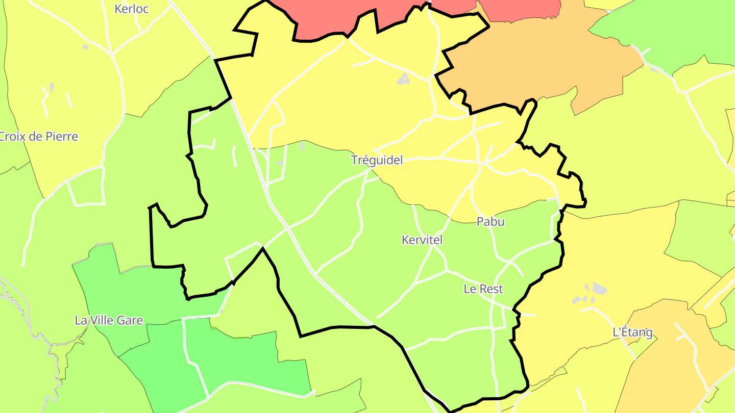 Carte des prix de l'immobilier Tréguidel