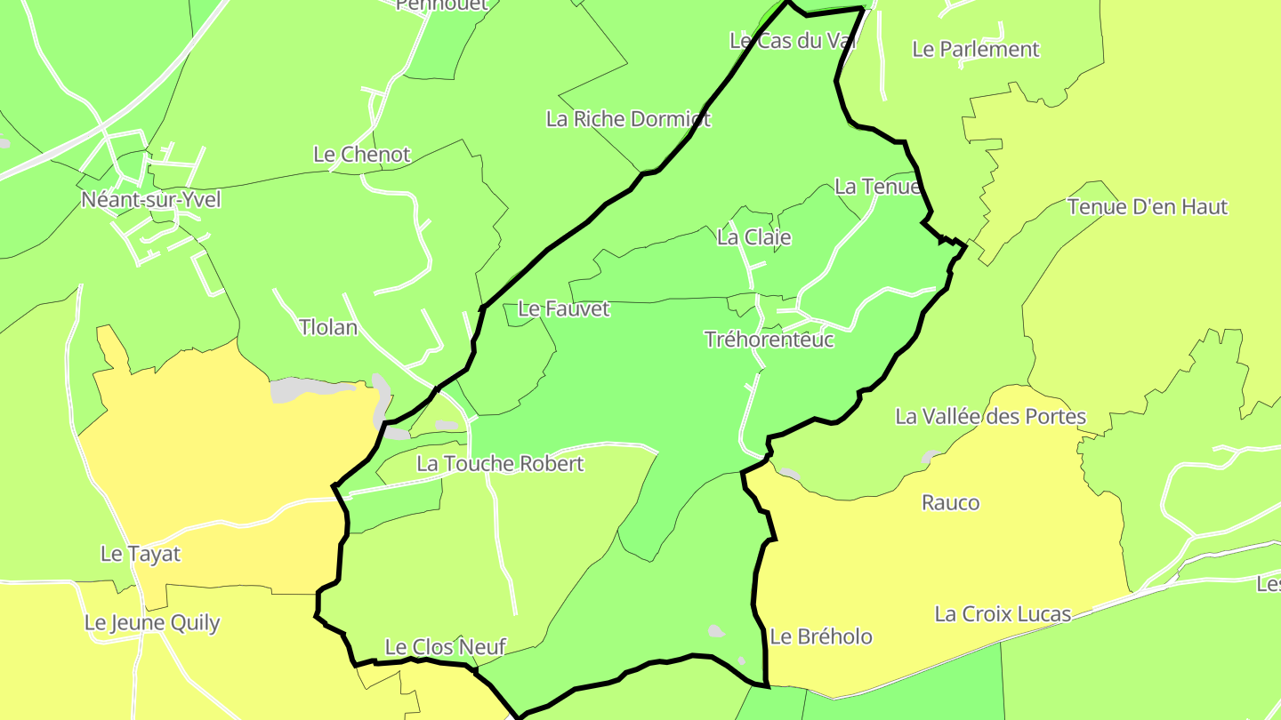 Carte des prix de l'immobilier Tréhorenteuc