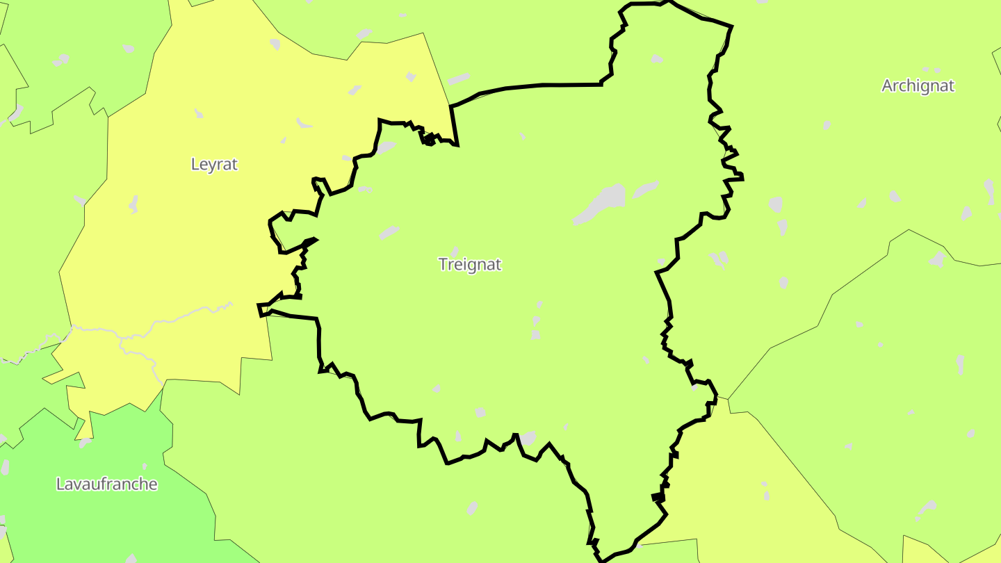 Carte des prix de l'immobilier Treignat