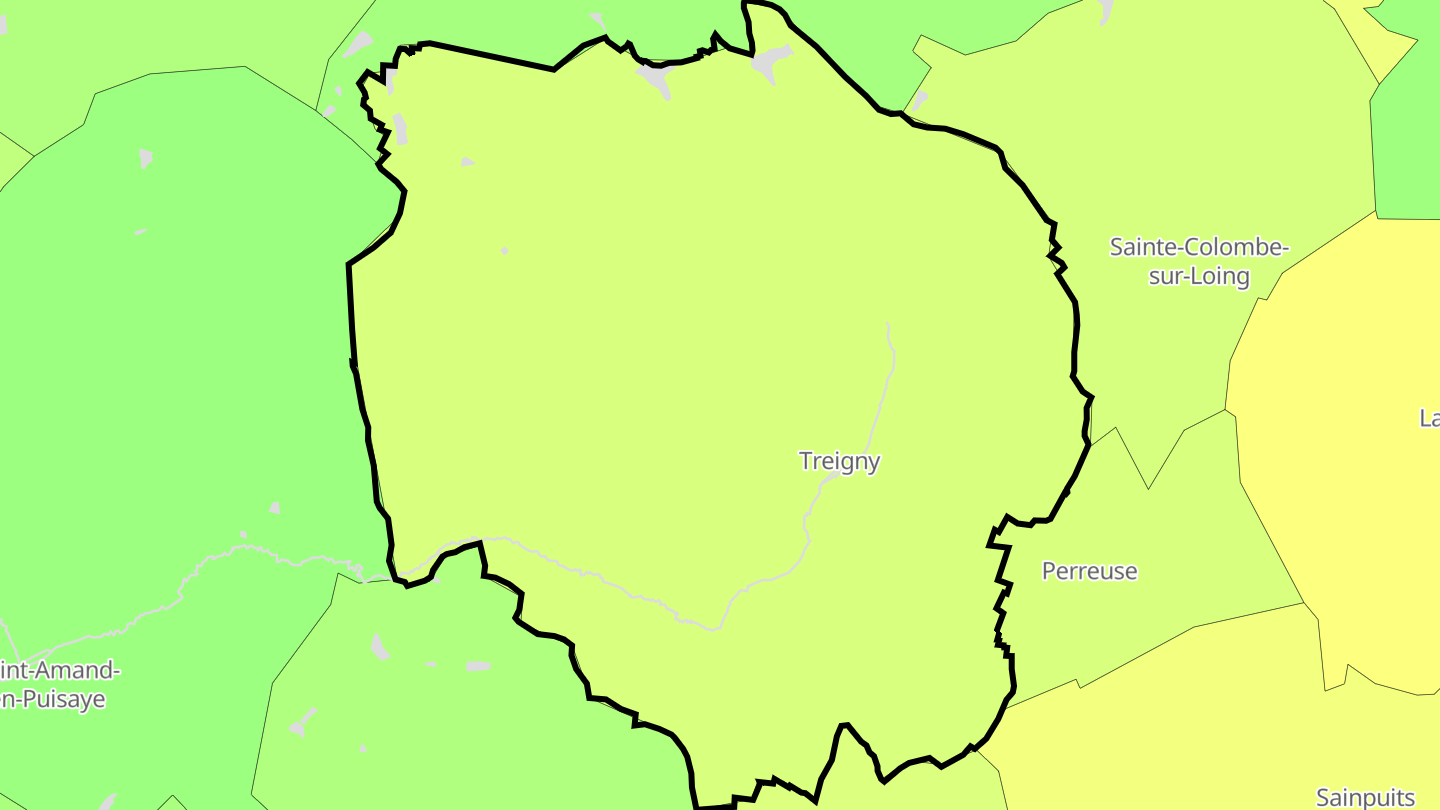 Carte des prix de l'immobilier Treigny