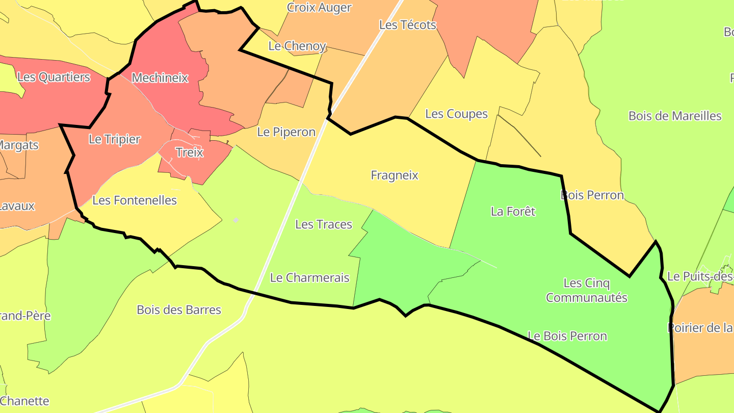 Carte des prix de l'immobilier Treix