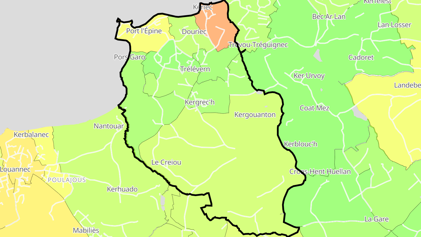 Carte des prix de l'immobilier Trélévern