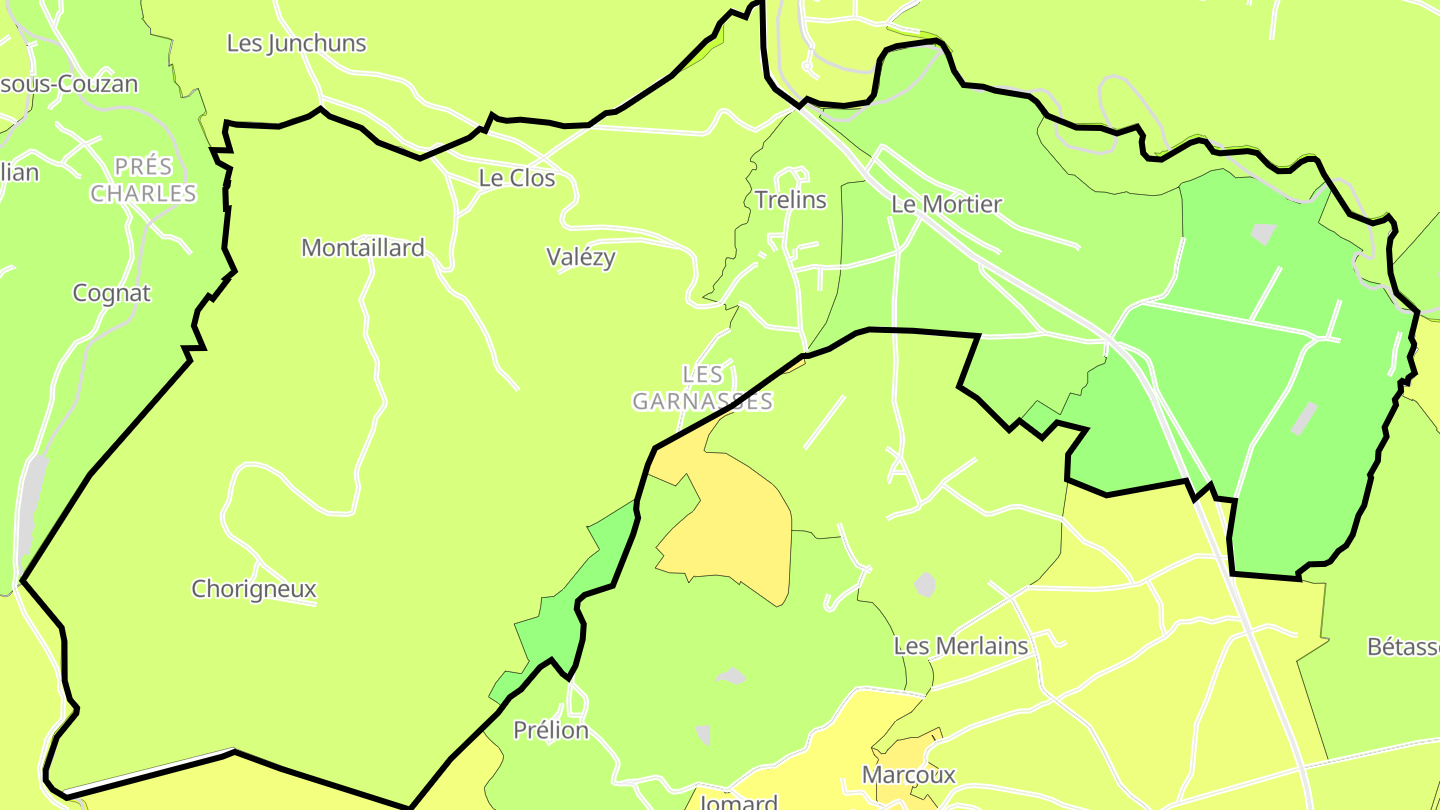 Carte des prix de l'immobilier Trelins