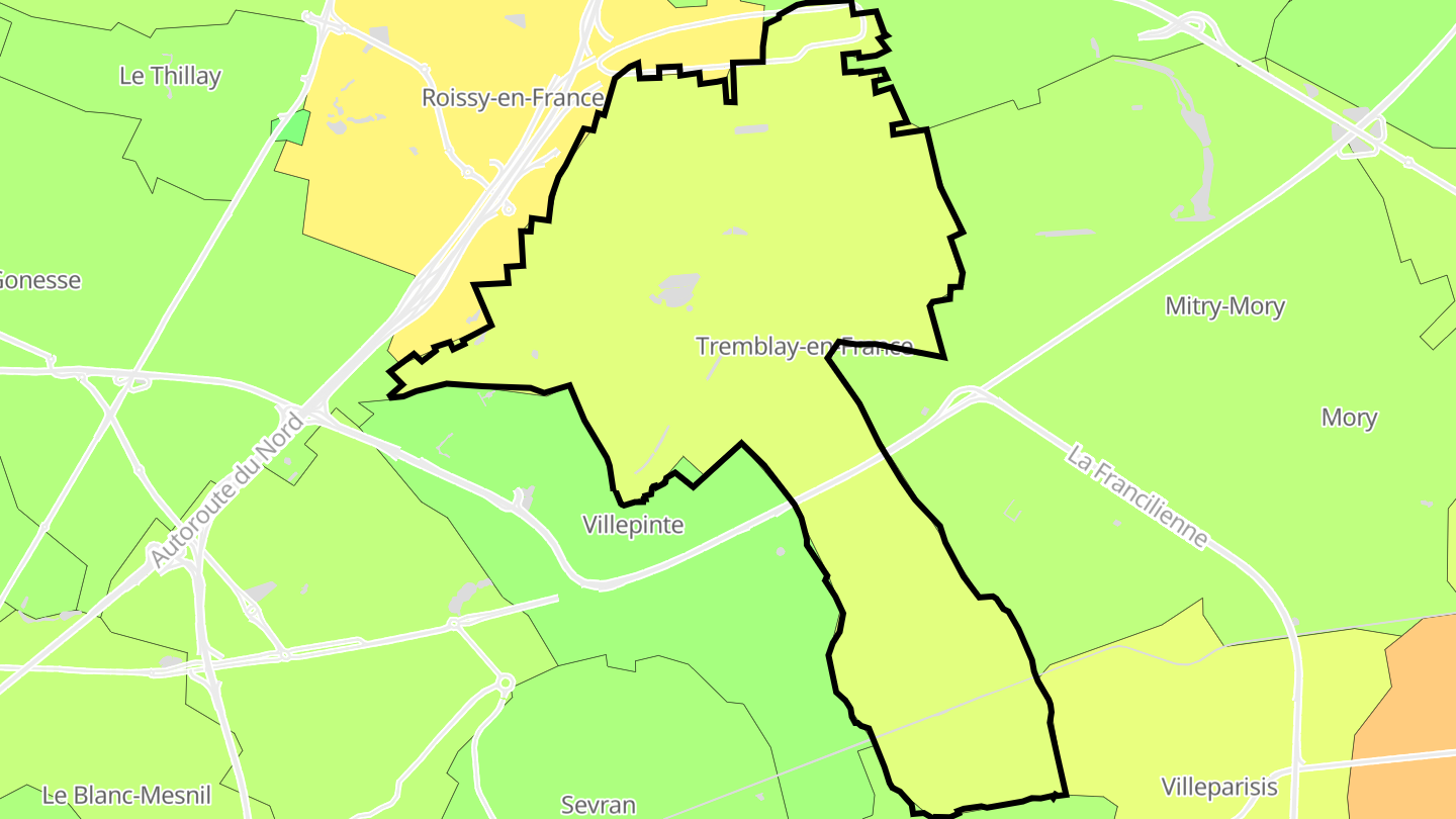 Carte des prix de l'immobilier Tremblay-en-France