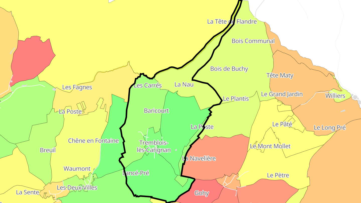 Carte des prix de l'immobilier Tremblois-lès-Carignan